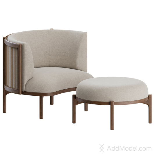 Sideways Lounge Chair By Carl Hansen 3D Model