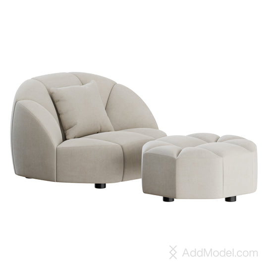 Cloud Armchair and Pouf By Gallotti Radice 3D Model