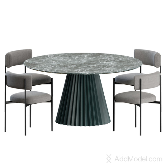 Amelie Chair Plisse Table By MIDJ 3D Model