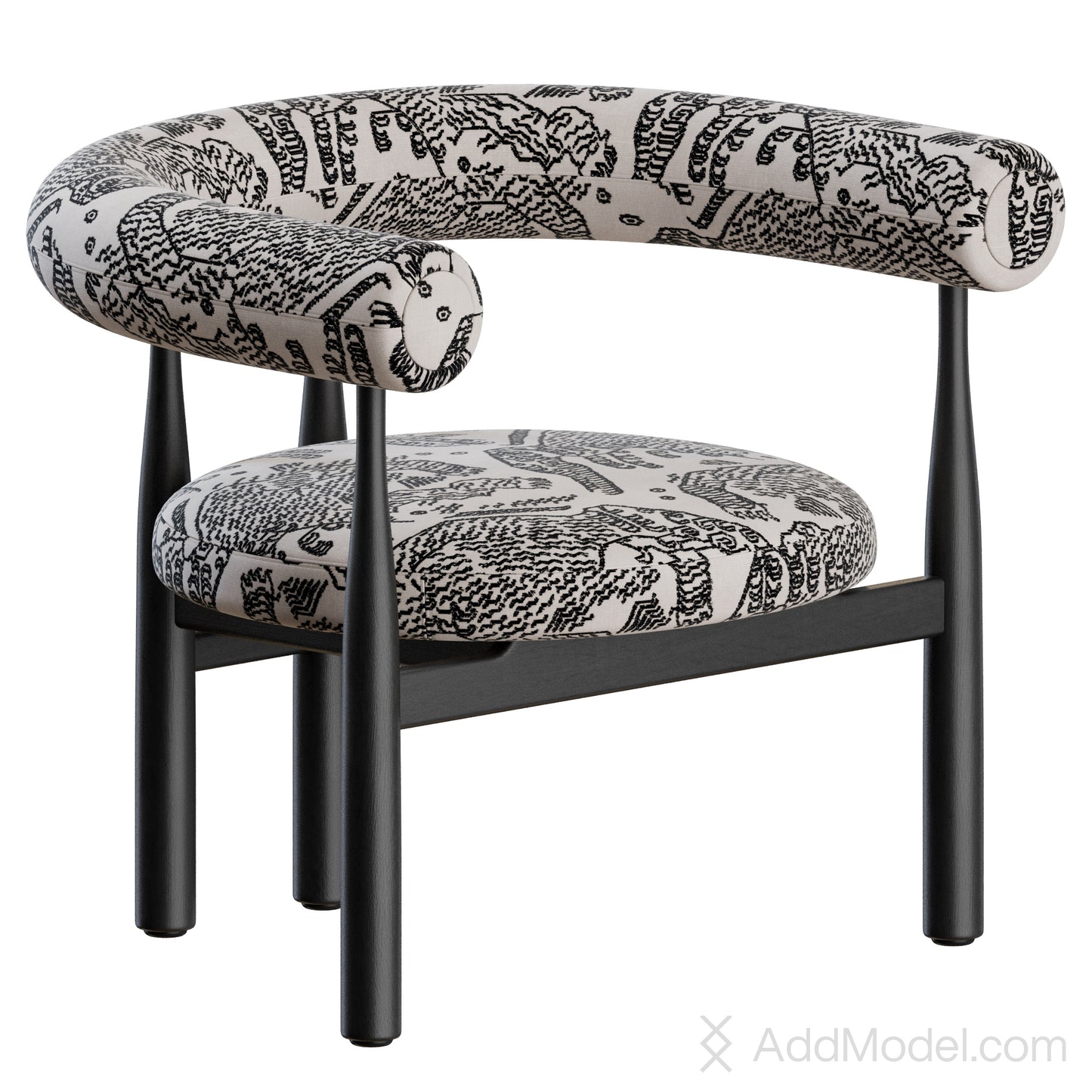 Bukowski Armchair Fully Upholstered By Newworks 3D Model