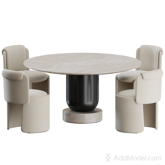 Hug Chair Colos Table By HC28 3D Model