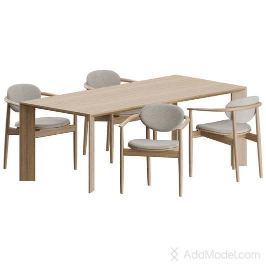 A-DC04 Chair A-DT02 Table By Karimoku Case 3D Model