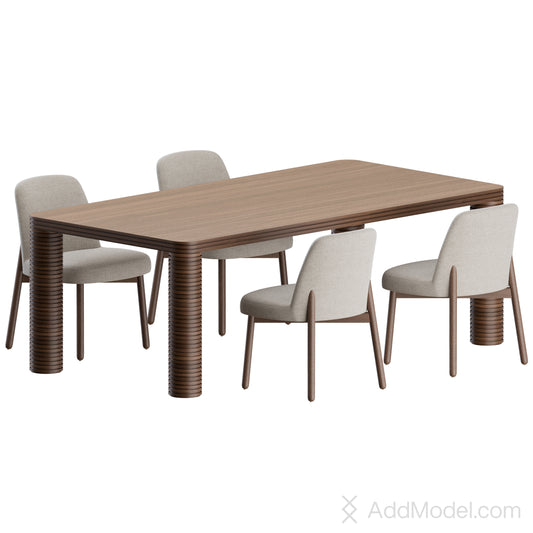 Abby Sansiro Dining Set 02 By Porada 3D Model