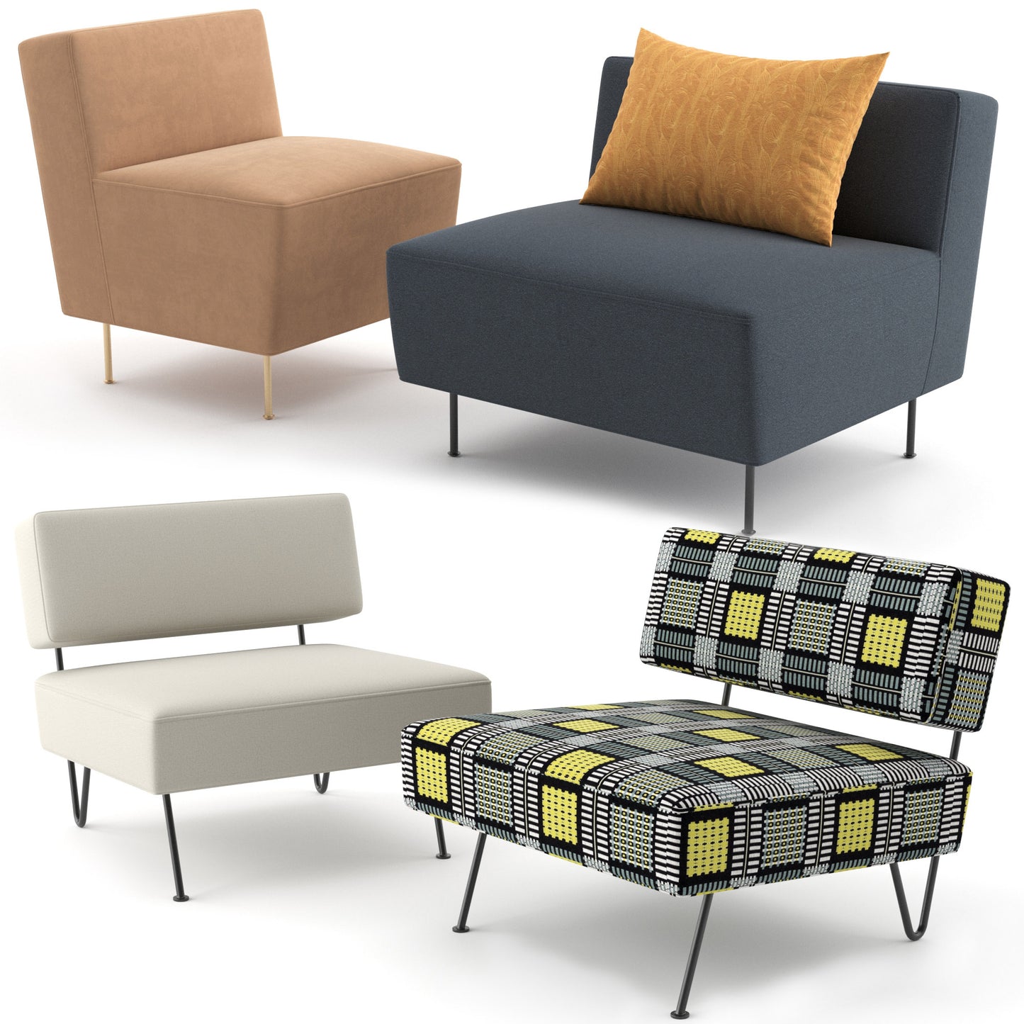 Modern Line Lounge Chairs By Gubi 3D Model