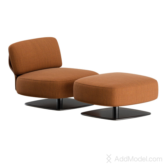 Saki Armchair and Footstool By Minotti 3D Model
