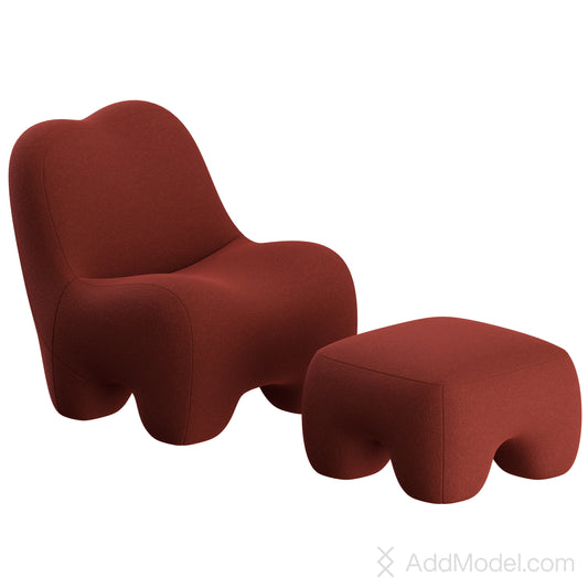 Gummy Lounge Armchair Footstool By Toogood 3D Model