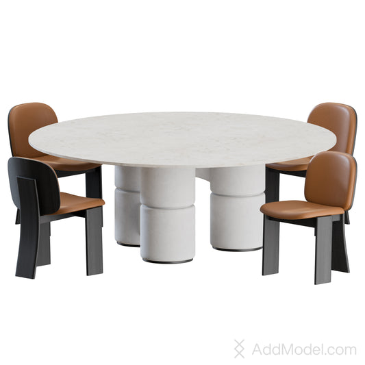 Saki Chair and Molecola Table By Gallotti&Radice 3D Model