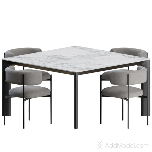 Amelie Chair and Planum Table By MIDJ 3D Model