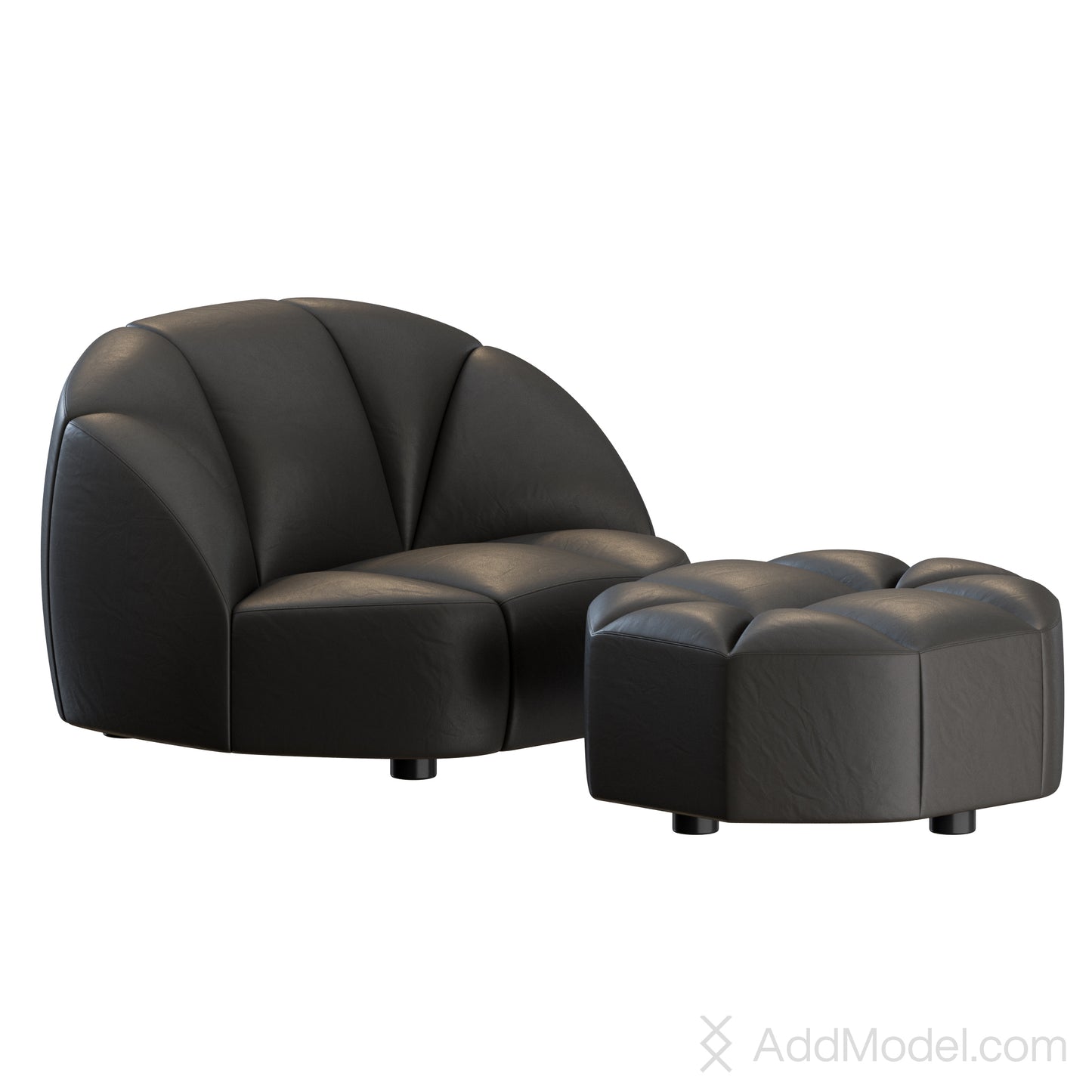 Cloud Armchair and Pouf By Gallotti Radice 3D Model