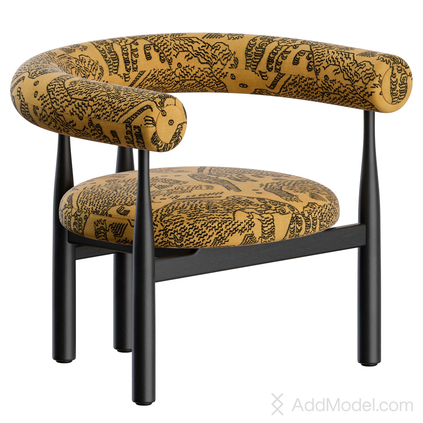 Bukowski Armchair Fully Upholstered By Newworks 3D Model