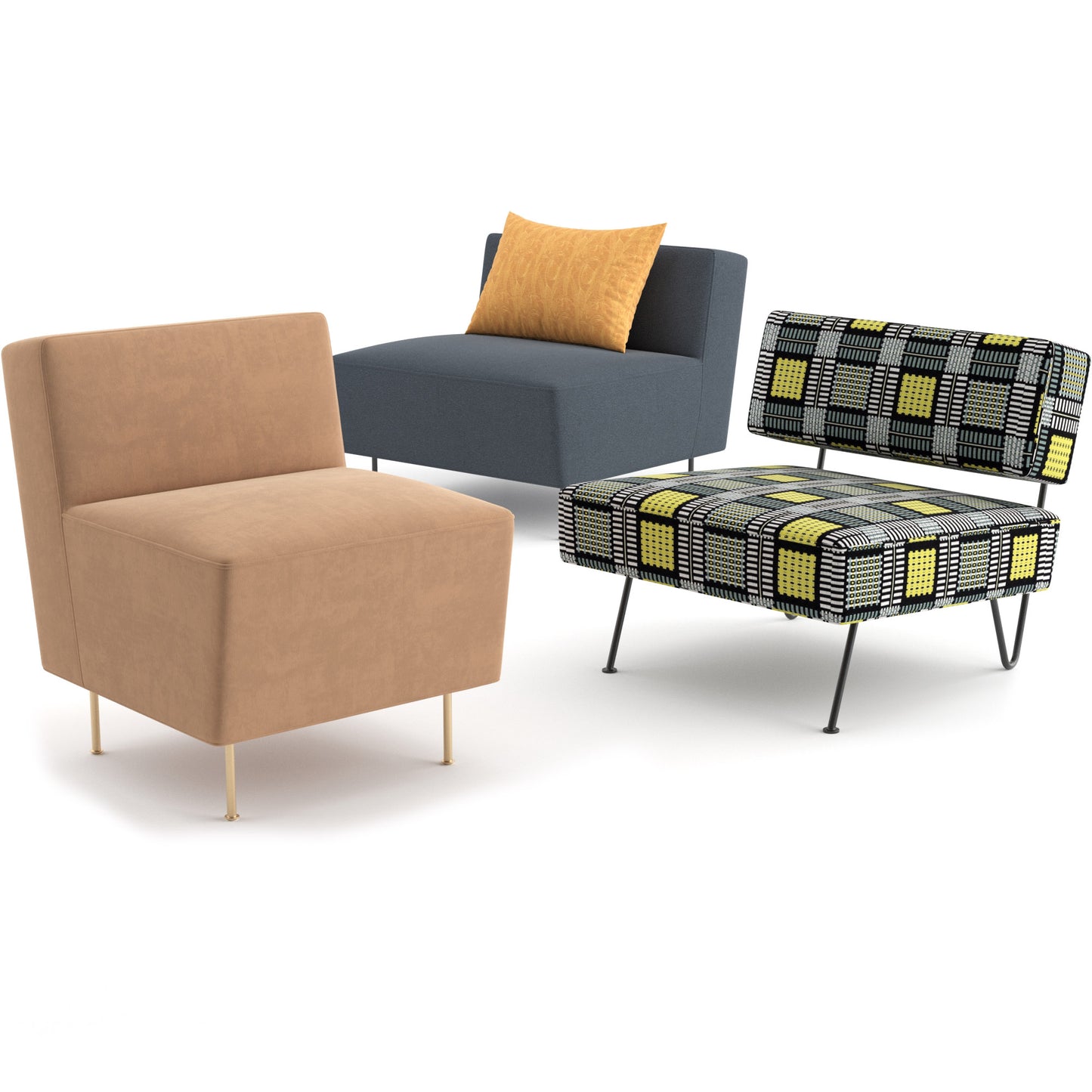Modern Line Lounge Chairs By Gubi 3D Model