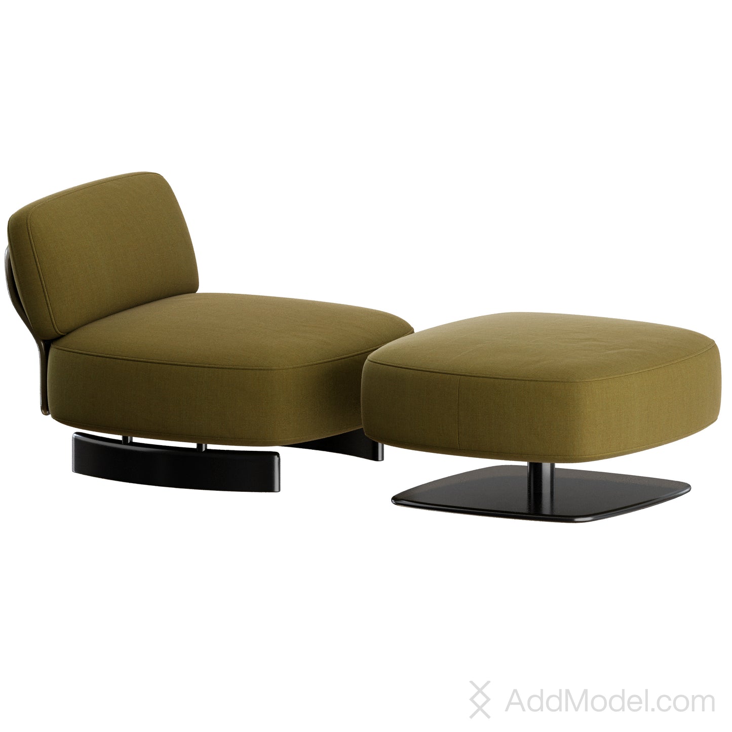 Saki Armchair and Footstool By Minotti 3D Model