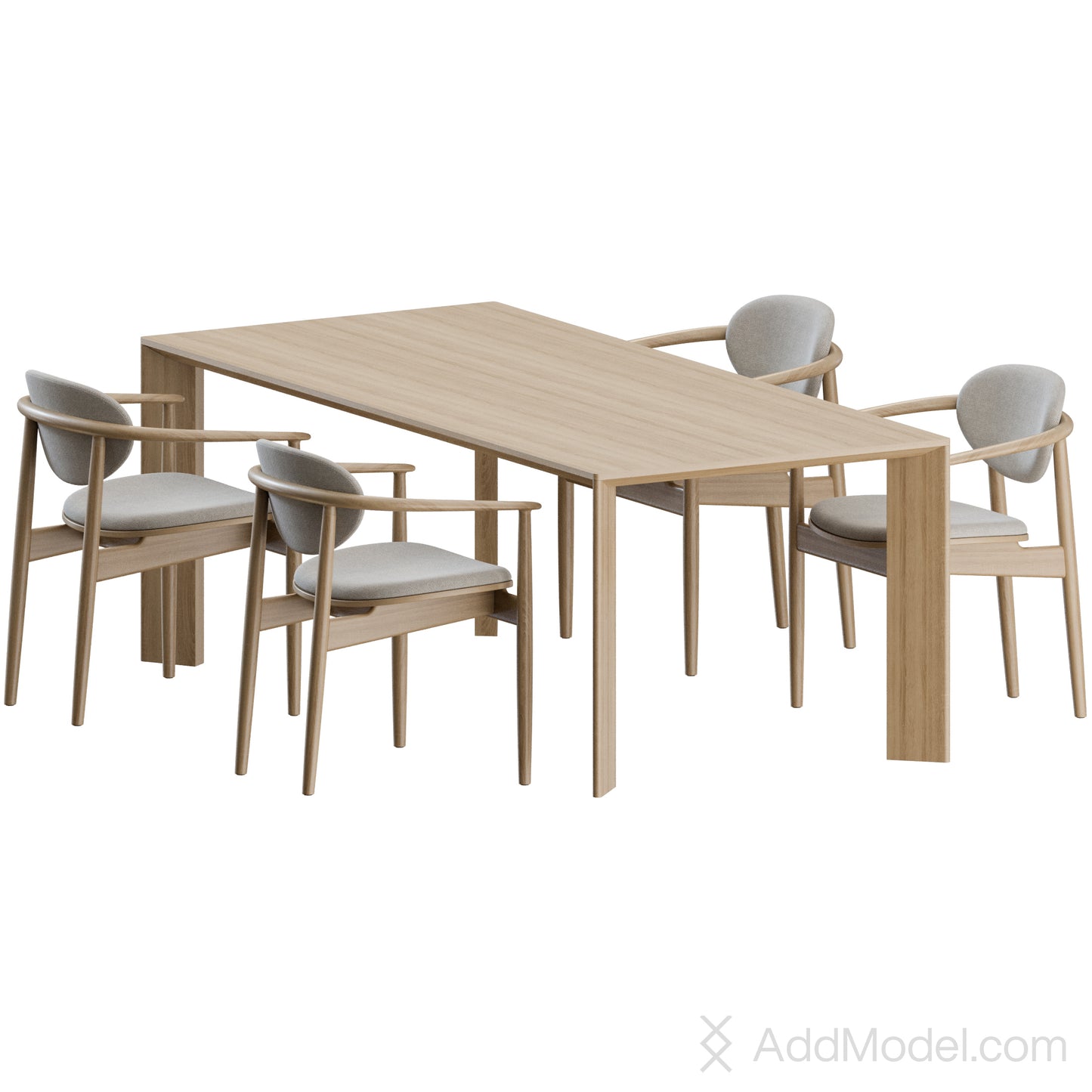 A-DC04 Chair A-DT02 Table By Karimoku Case 3D Model