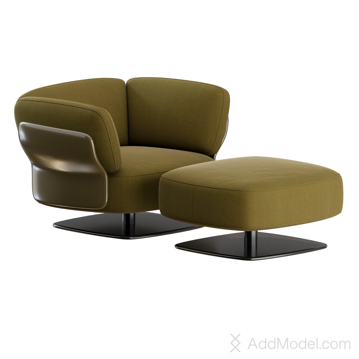 Saki Armchair Armrest and Footstool By Minotti 3D Model