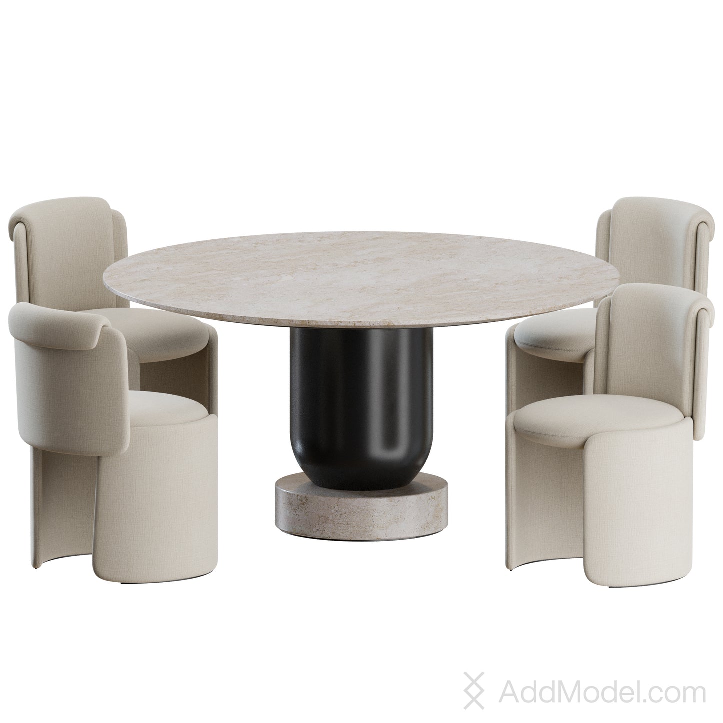 Hug Chair Colos Table By HC28 3D Model