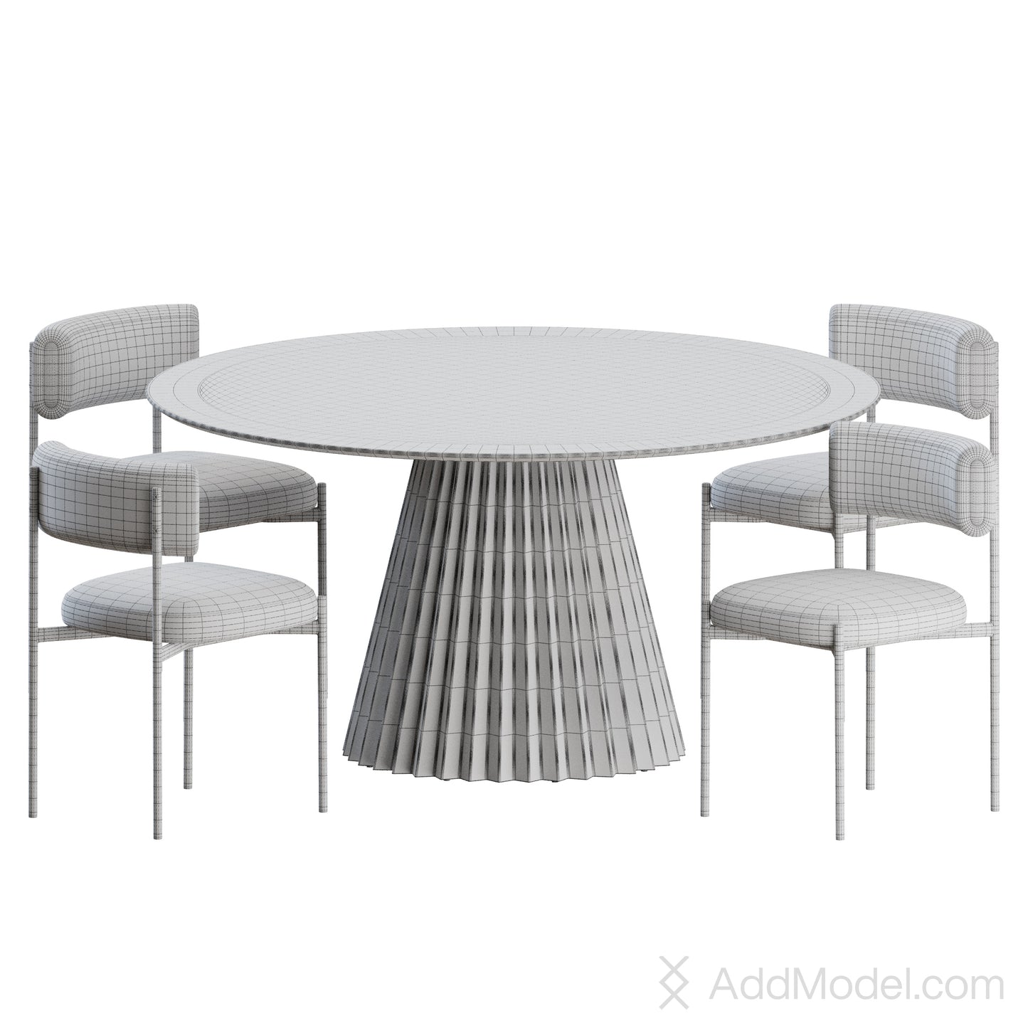 Amelie Chair Plisse Table By MIDJ 3D Model