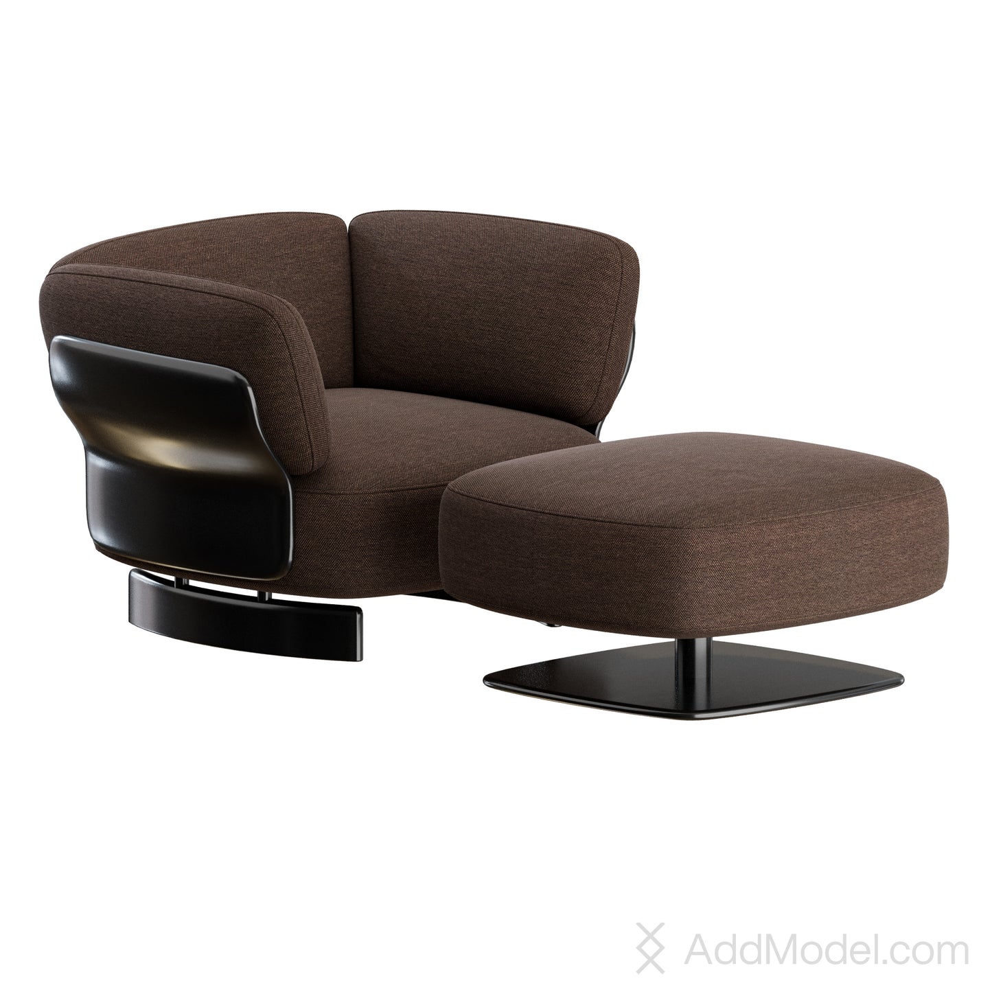 Saki Armchair Armrest and Footstool By Minotti 3D Model
