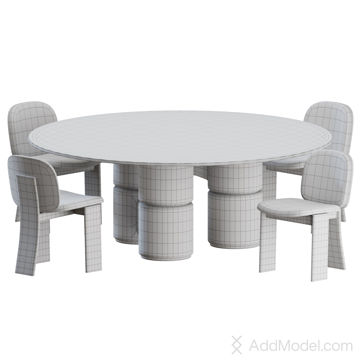 Saki Chair and Molecola Table By Gallotti&Radice 3D Model