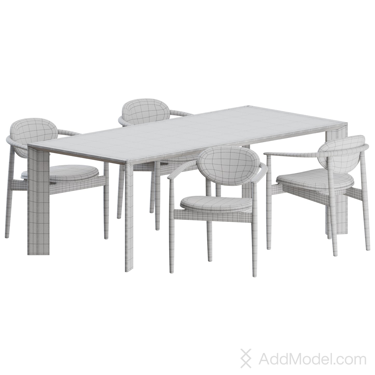 A-DC04 Chair A-DT02 Table By Karimoku Case 3D Model