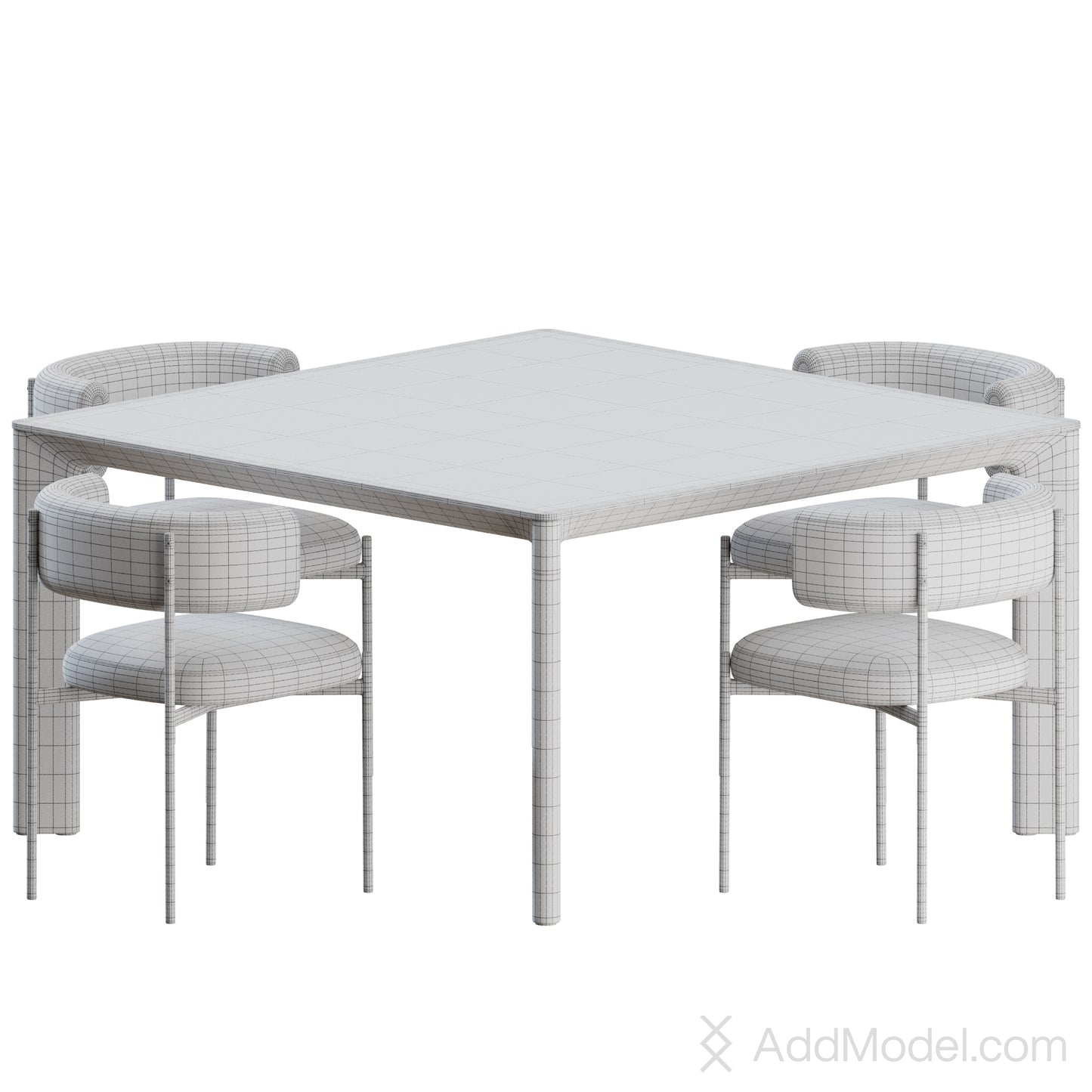 Amelie Chair and Planum Table By MIDJ 3D Model