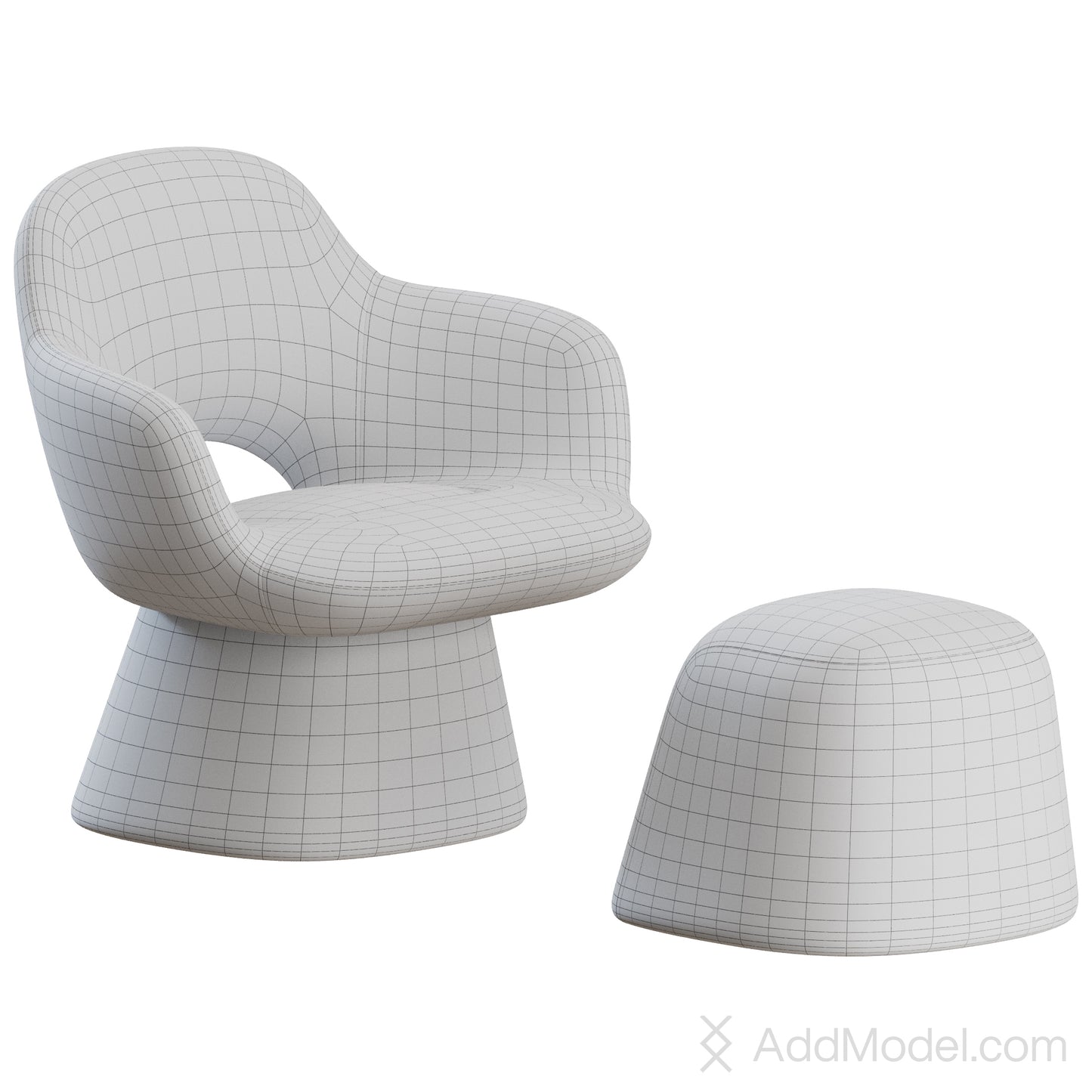 Kwado Armchair Footstool By Cappellini 3D Model