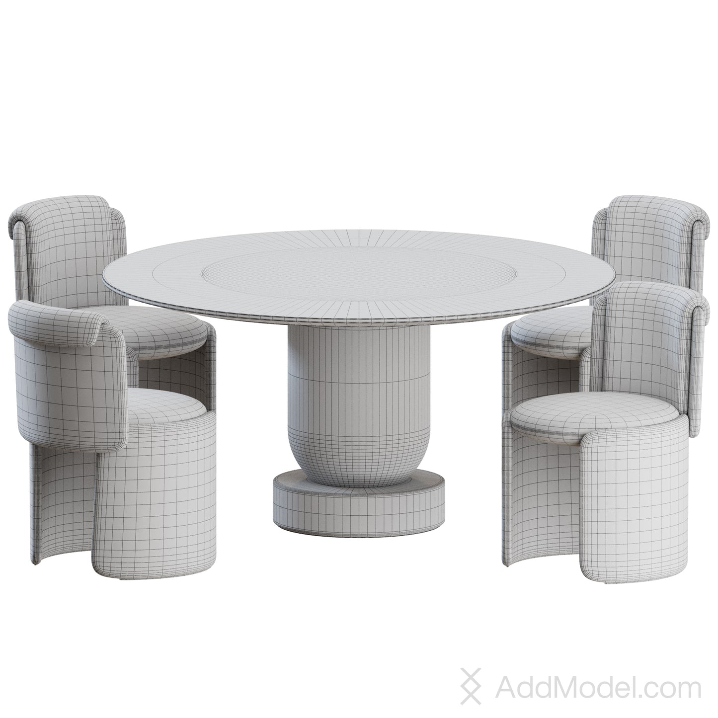 Hug Chair Colos Table By HC28 3D Model