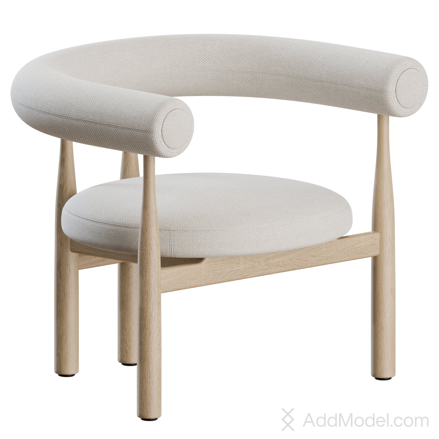 Bukowski Armchair Fully Upholstered By Newworks 3D Model