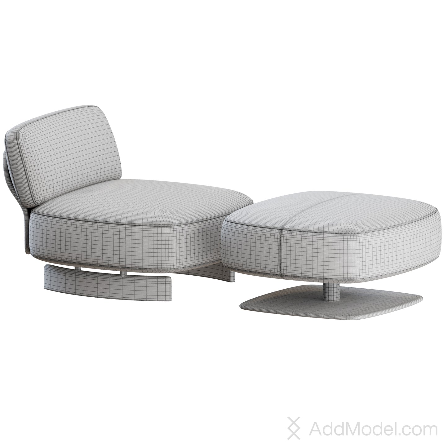 Saki Armchair and Footstool By Minotti 3D Model