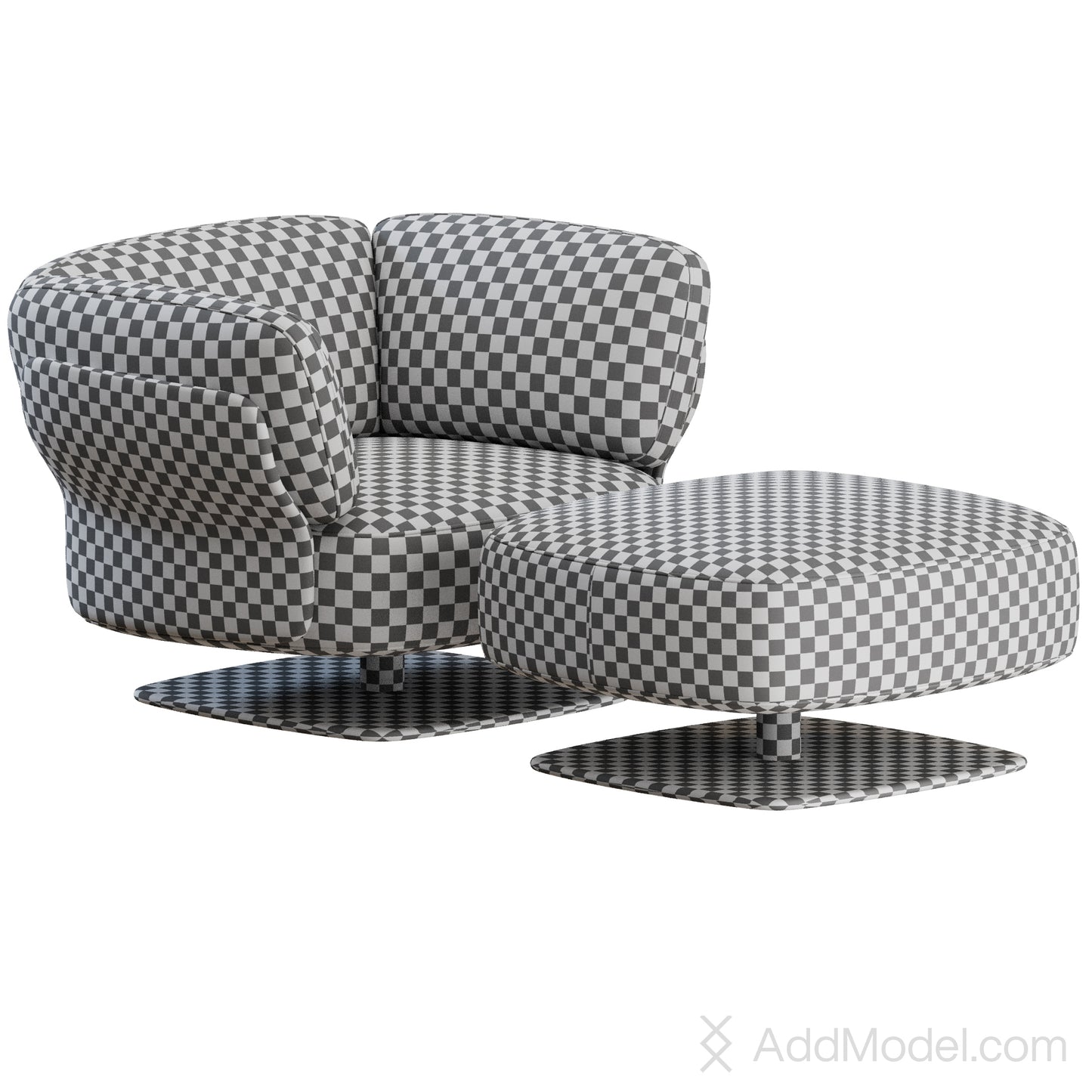 Saki Armchair Armrest and Footstool By Minotti 3D Model