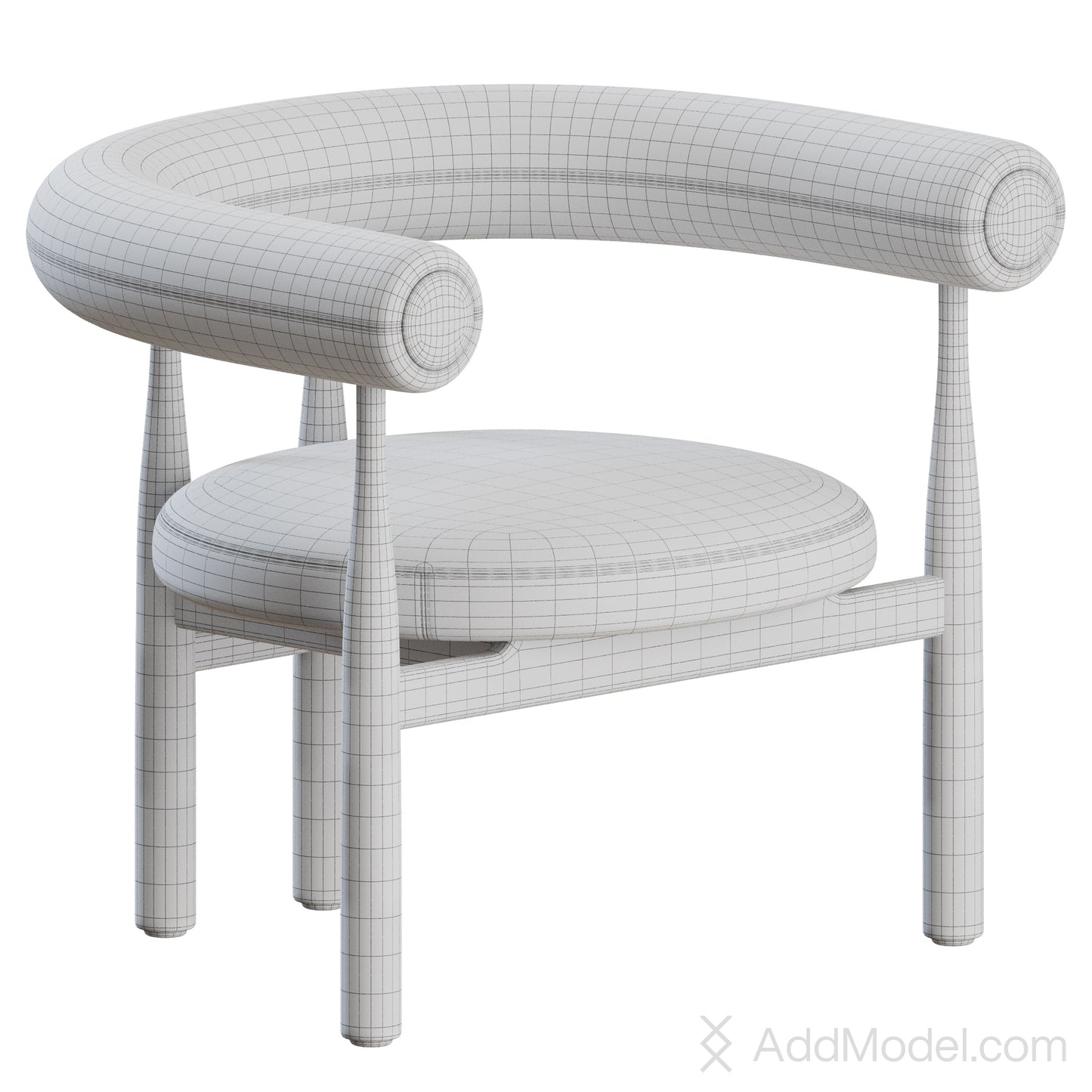 Bukowski Armchair Fully Upholstered By Newworks 3D Model
