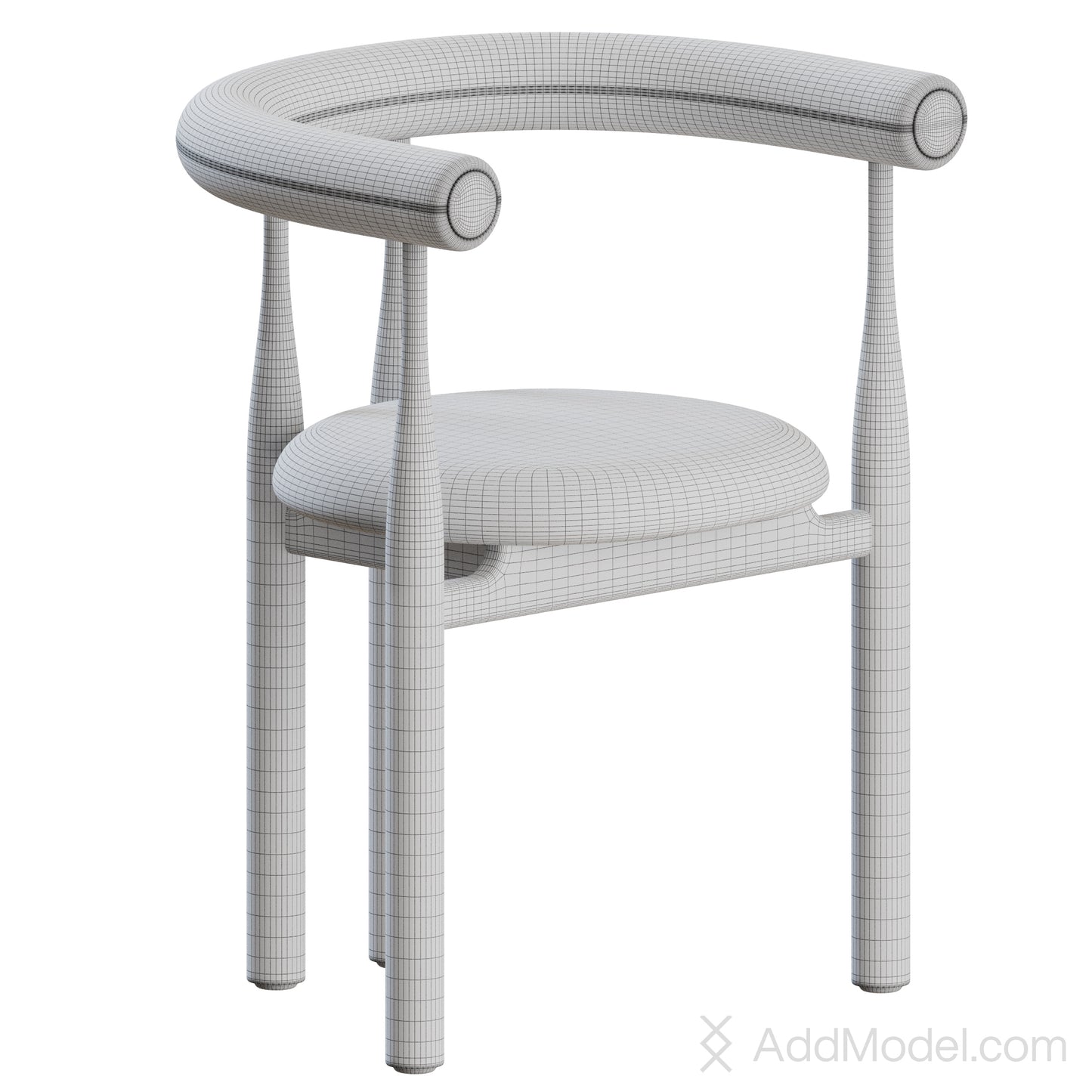 Bukowski Chair Fully Upholstered By Newworks 3D Model