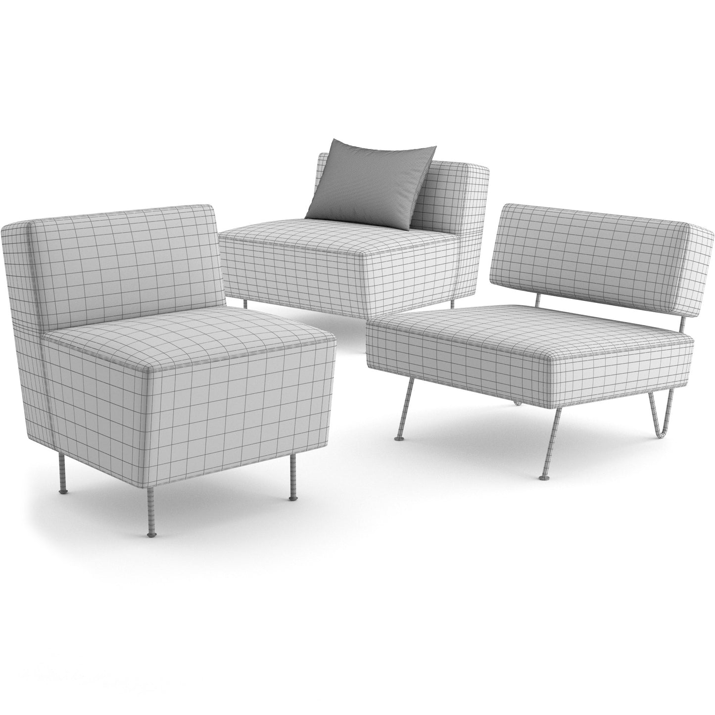 Modern Line Lounge Chairs By Gubi 3D Model
