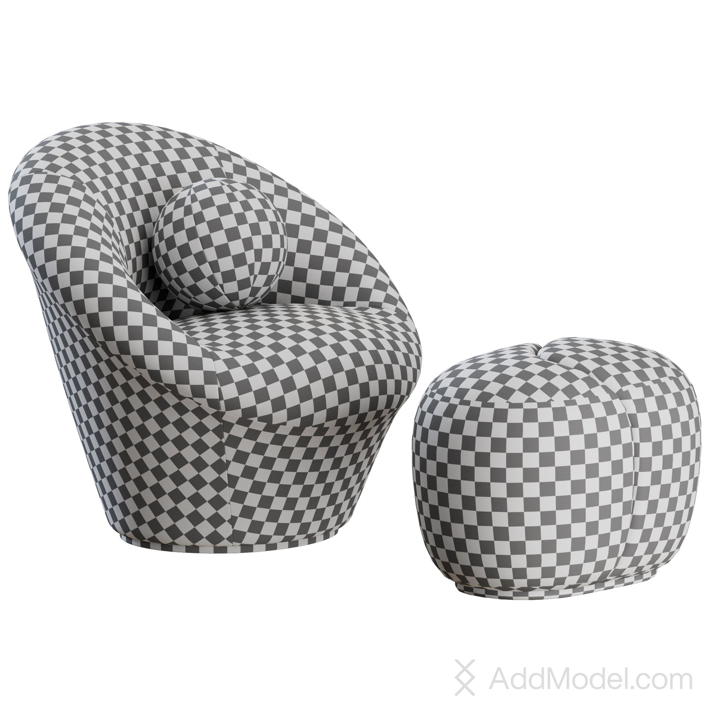 Myrtea Fauteuil Armchair And Pouf By Roche Bobois 3D Model