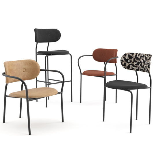 Coco Dining Chair With Armrest + Coco Lounge Chair + Coco Bar Chair By Gubi 3D Model