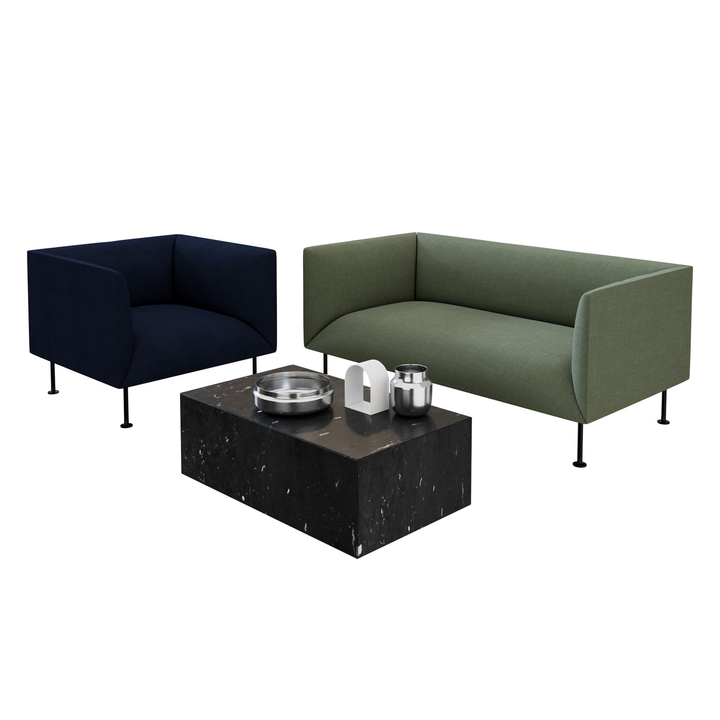 Godot Sofa - Conic Table Lamp - Plinth Cubic & Low By Menu 3D Model