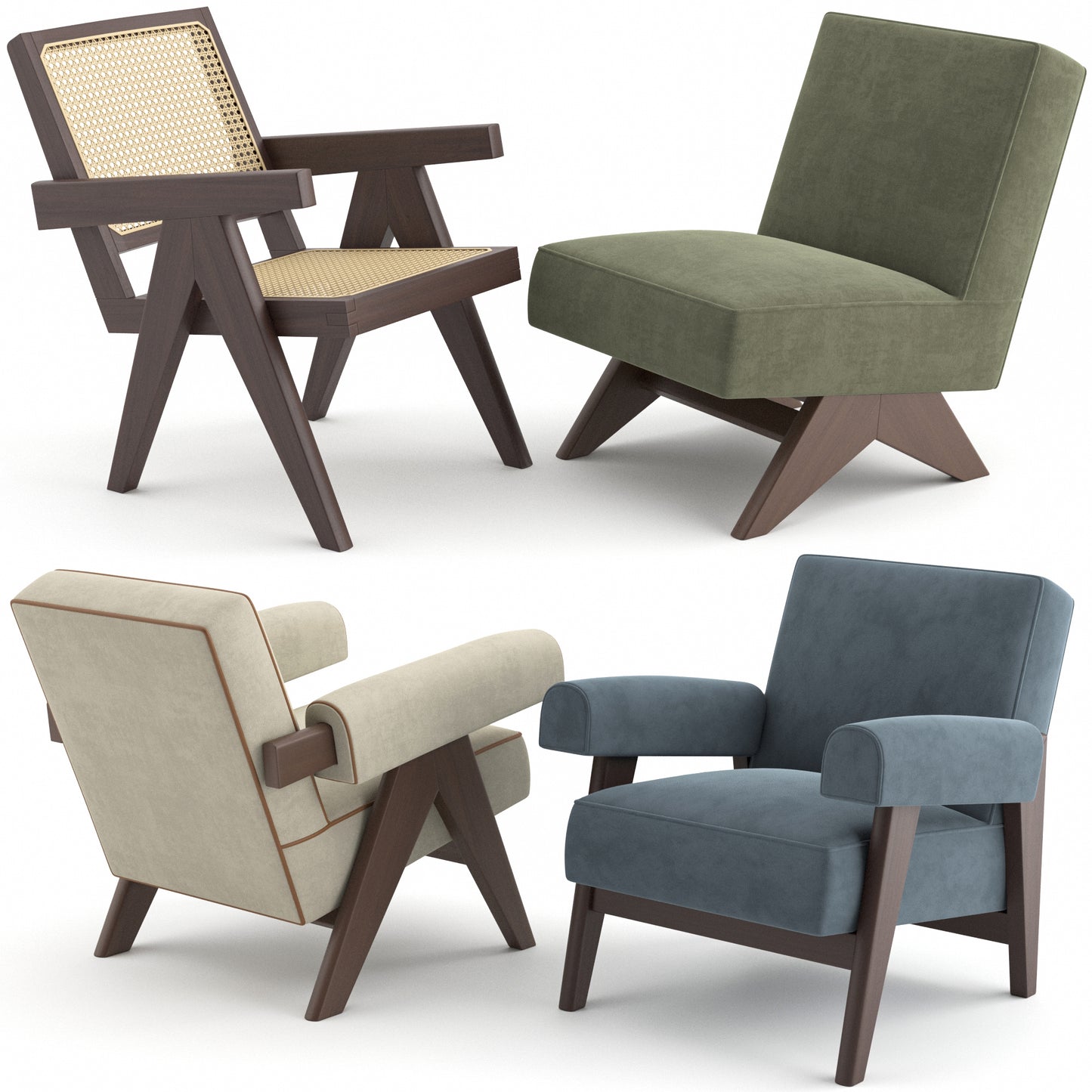 Le Corbusier & Pierre Jeanneret Lounge Chairs 3D Model