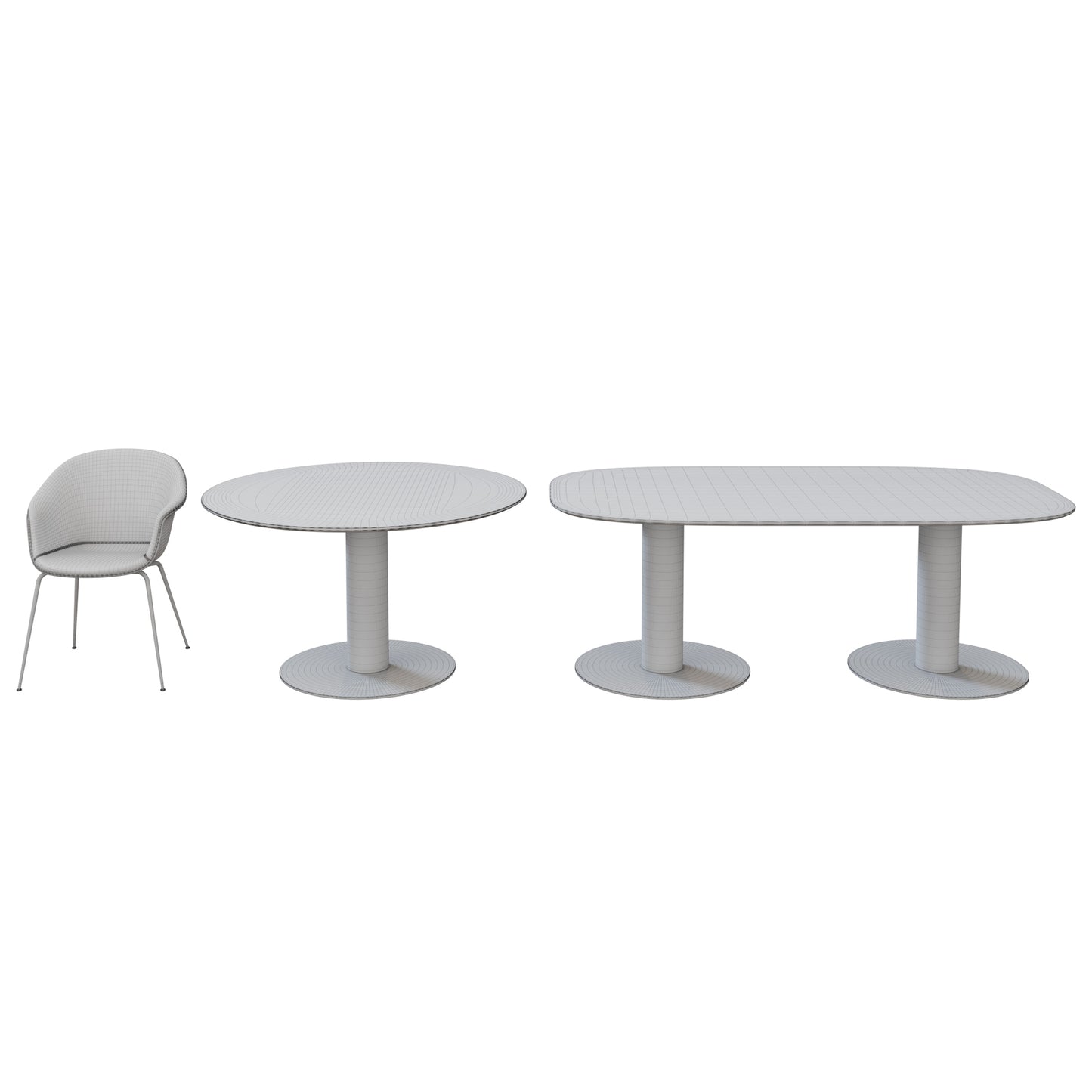 Bat Dining Chair + Marble Tables 2.0 By Gubi 3D Model
