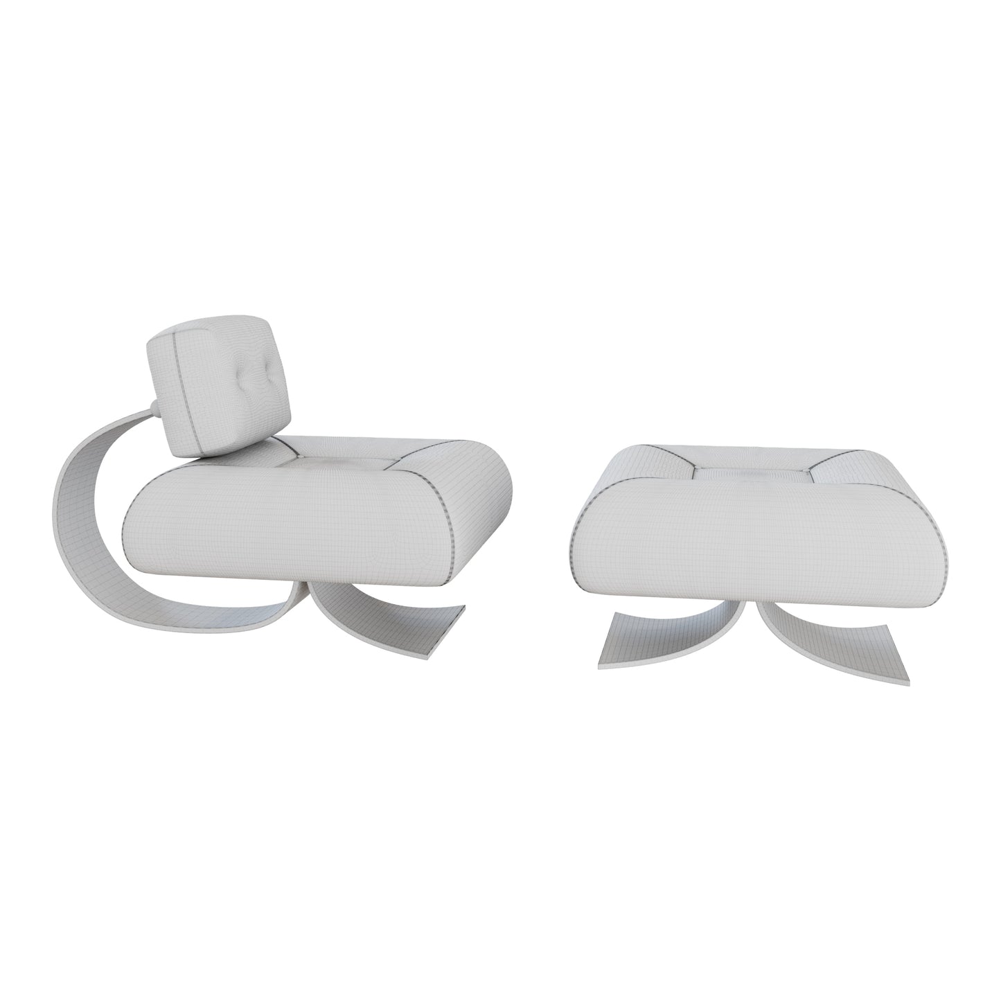 Alta Lounge Chair & Ottoman By Oscar Niemeyer 3D Model