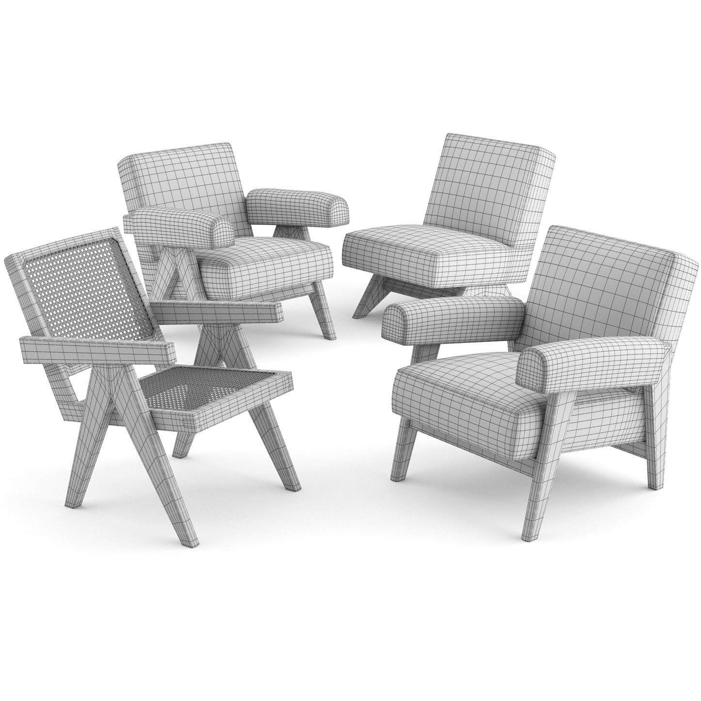 Le Corbusier & Pierre Jeanneret Lounge Chairs 3D Model