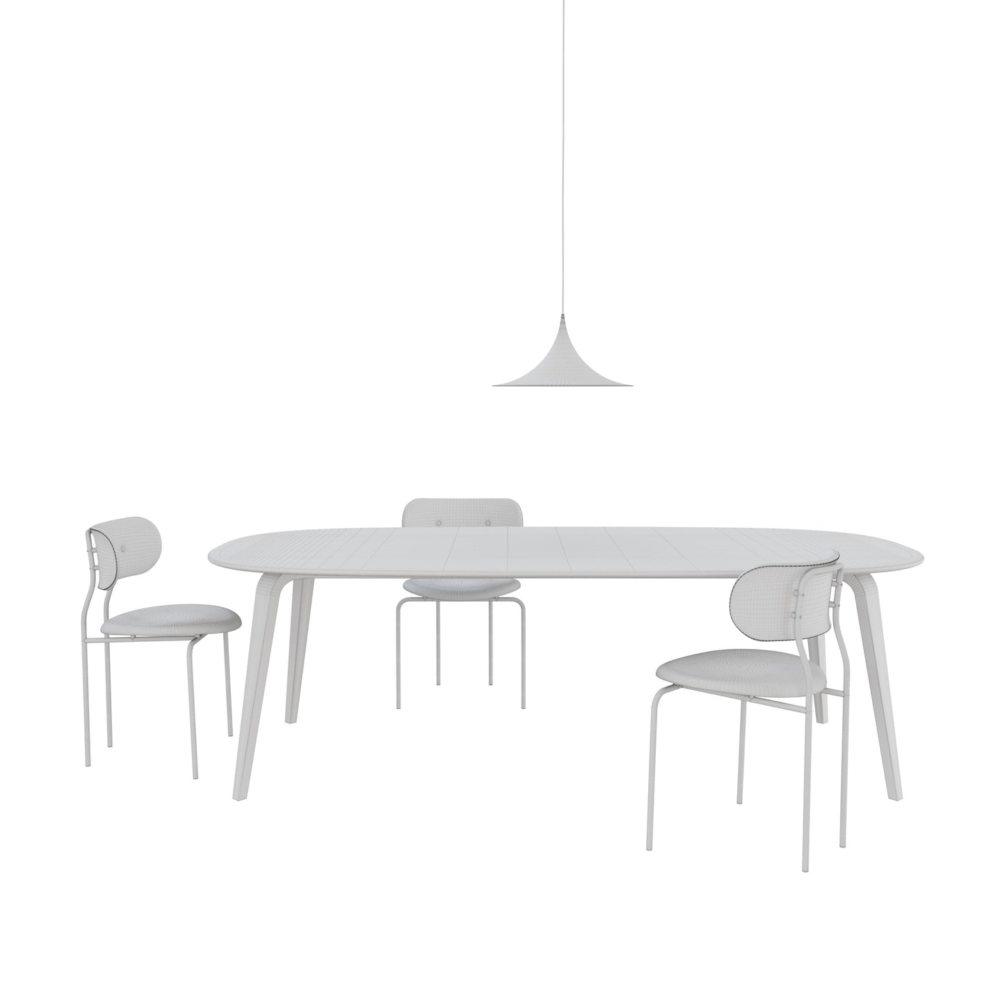 Coco Dining Chair - Gubi Dining Table - Semi Pendant By Gubi 3D Model