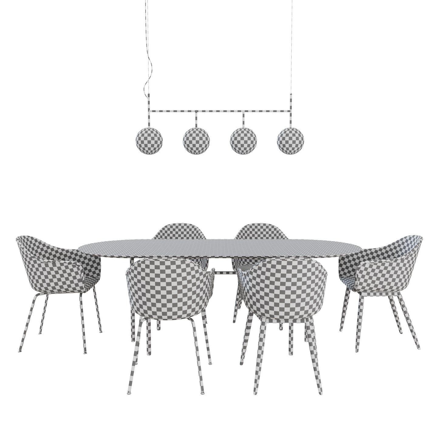 Harbor Chair Upholstery + Snaregade Oval Table + TR Bulb Suspension By MenuSpace 3D Model