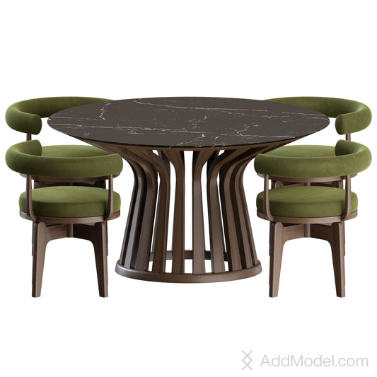 Indochine Mid-Century Dining Set By Cassina 3D Model