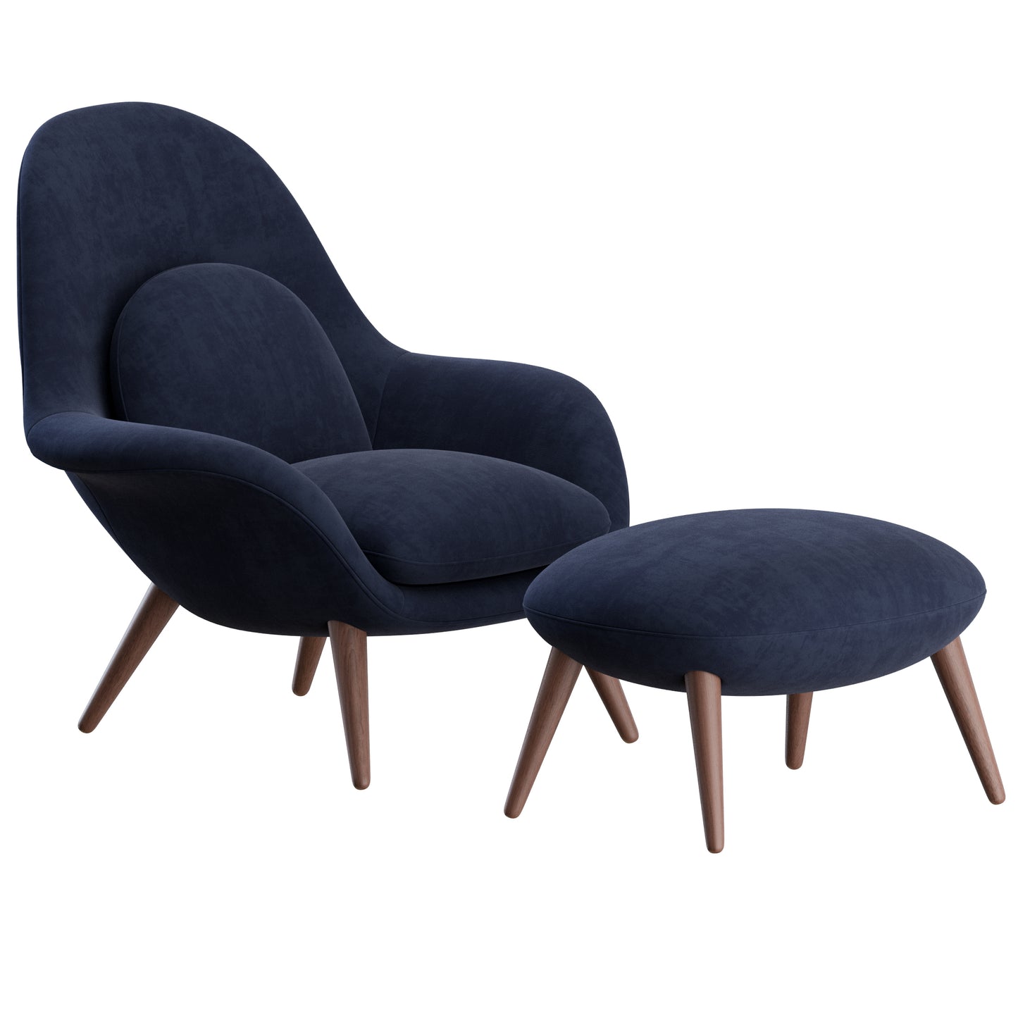 Swoon Lounge Chair + Ottoman By Fredericia 3D Model