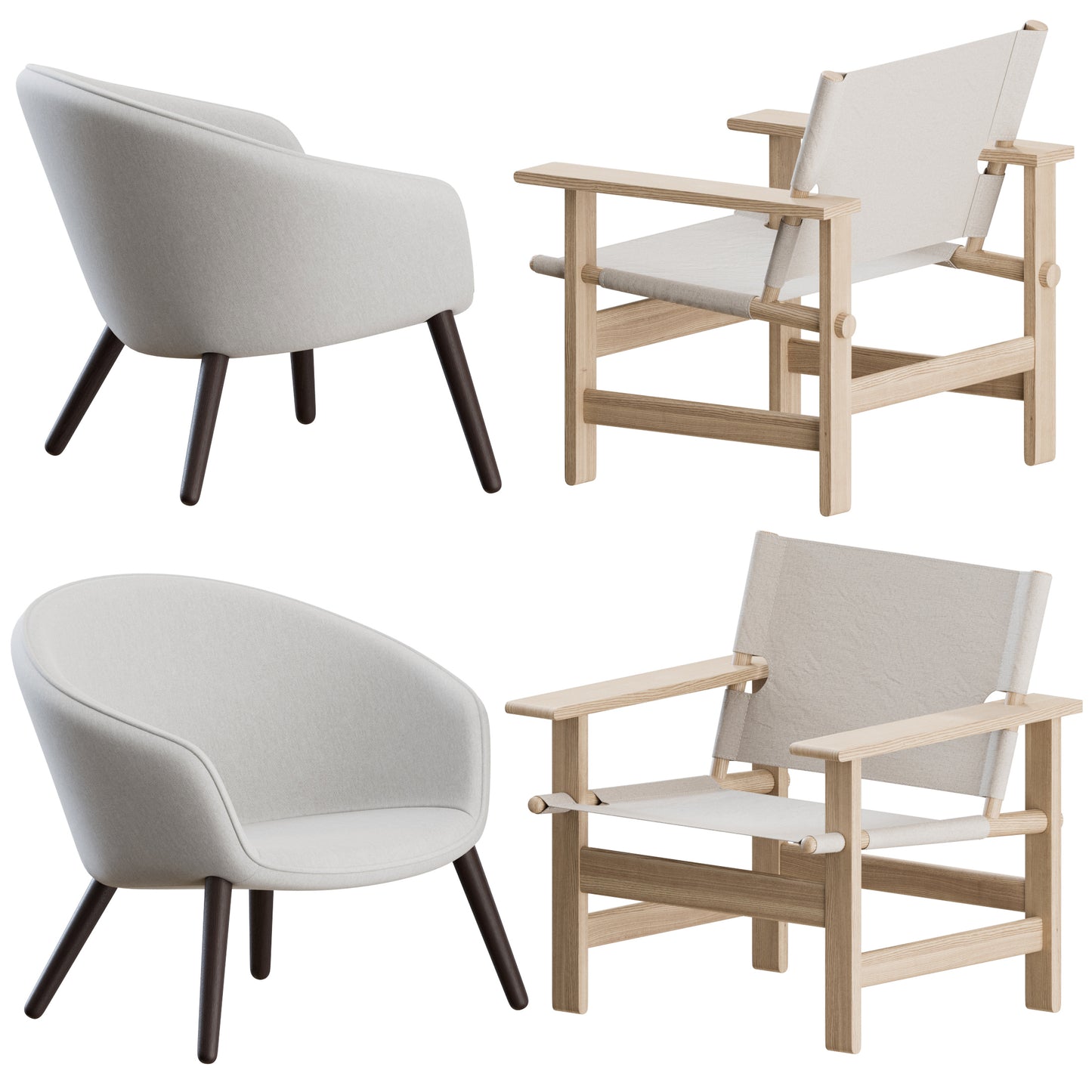 Canvas + Ditzel Lounge Chairs By Fredericia 3D Model