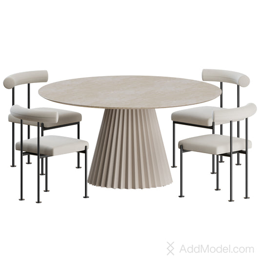 Qua-ndo Chair Plisse Table By MIDJ 3D Model