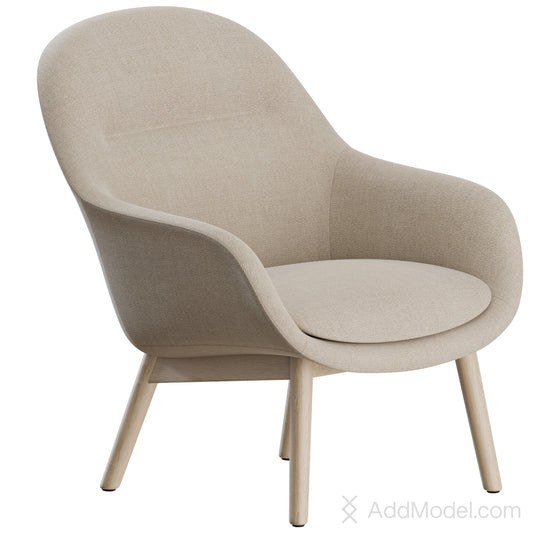 Fiber Lounge Armchair Wood By Muuto 3D Model