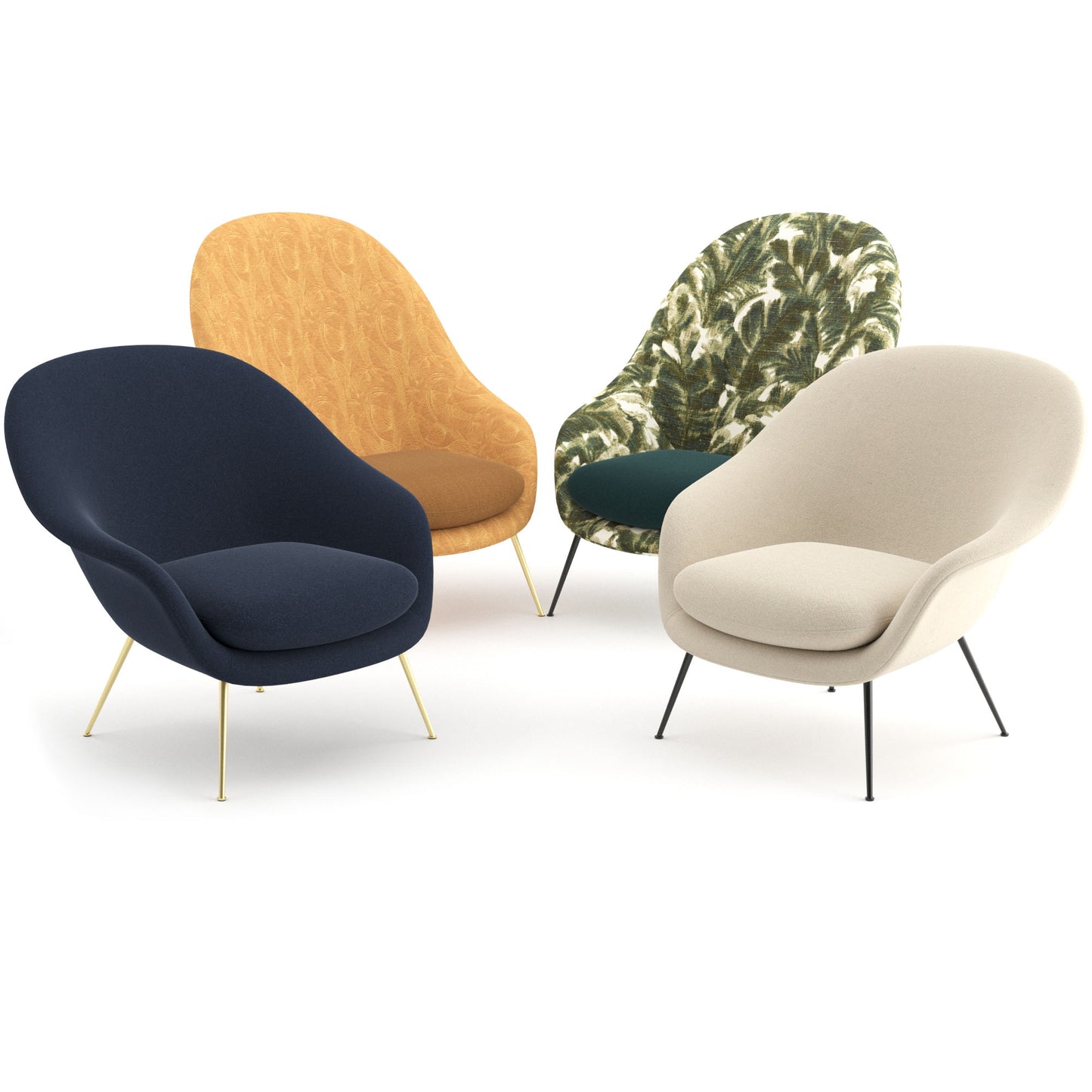 Bat Lounge Chair Conic Base By Gubi 3D Model