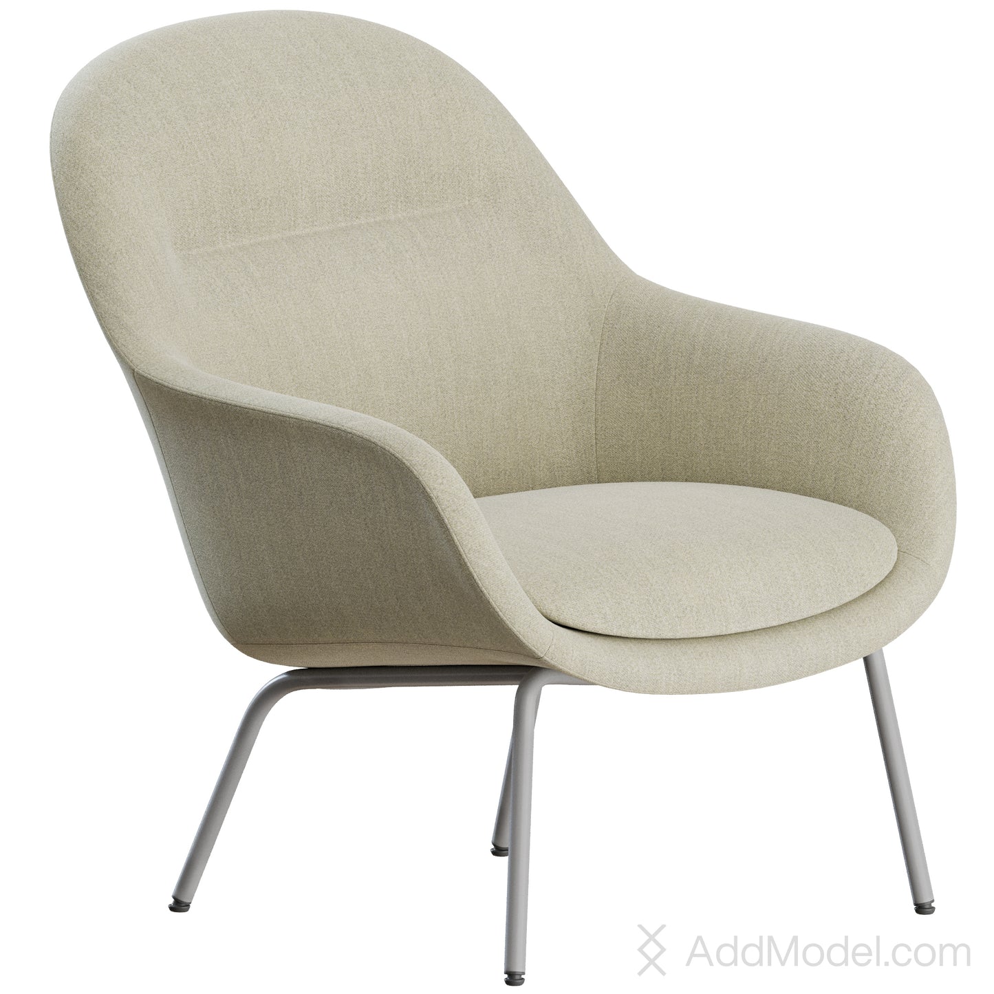 Fiber Lounge Armchair Metal By Muuto 3D Model