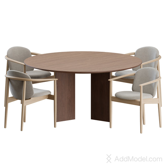 A-DC05 Chair A-DT03 Table By Karimoku Case 3D Model