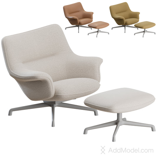 Doze Lounge Chair Low Back Swivel By Muuto 3D Model